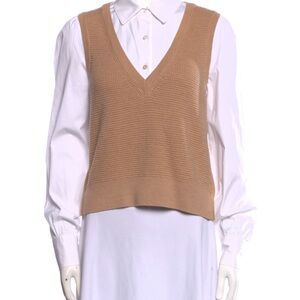 NWT -Veronica Beard Merino Wool V-Neck Button Up Top MSRP $400.00